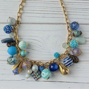 Lenora Dame Sail away with me chunky bauble charm beaded necklace NWT